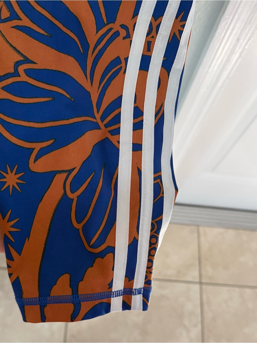 adidas womens 3X true plus size blue & copper Floral Print Leggings cropped EUC - Picture 8 of 11